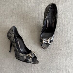 Vintage Silver Gucci Monogram Heels